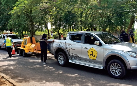 Falling Weight Deflectometer (FWD) field testing and training in Central Java